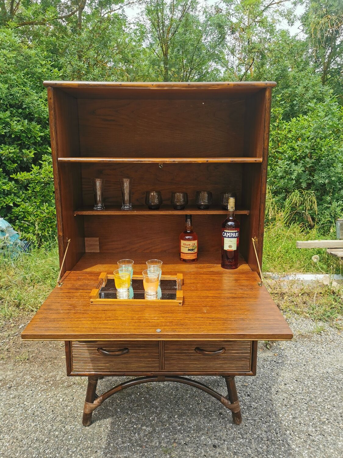 Vintage bamboo bar cabinet