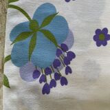 Tablecloth 70's "flower power" blue & purple - 150x180 cm - polycotton