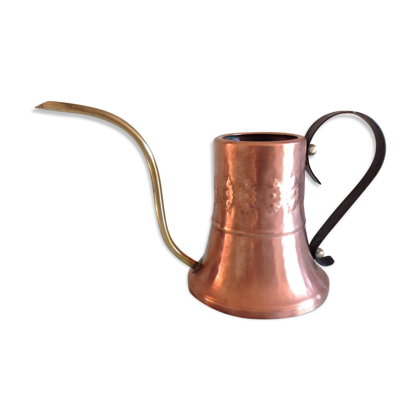 Brushed red copper watering can vintage 60s/70s