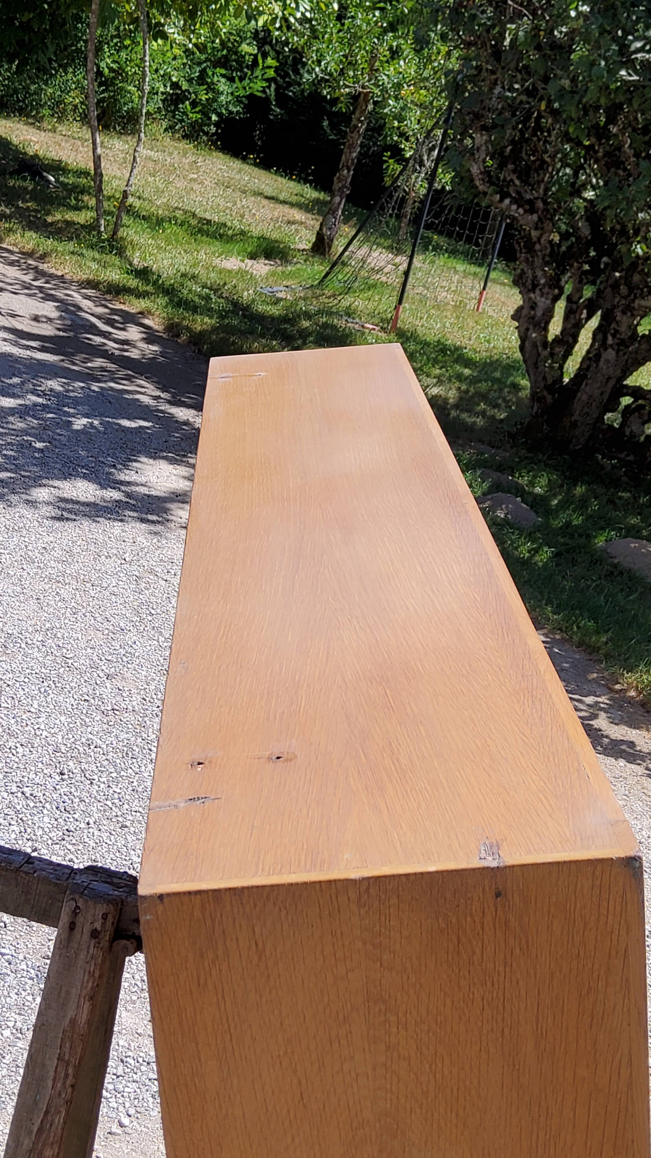 Wall shelf from the 50s in solid blond oak
