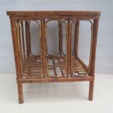 Vintage bamboo coffee table. Marquetry top