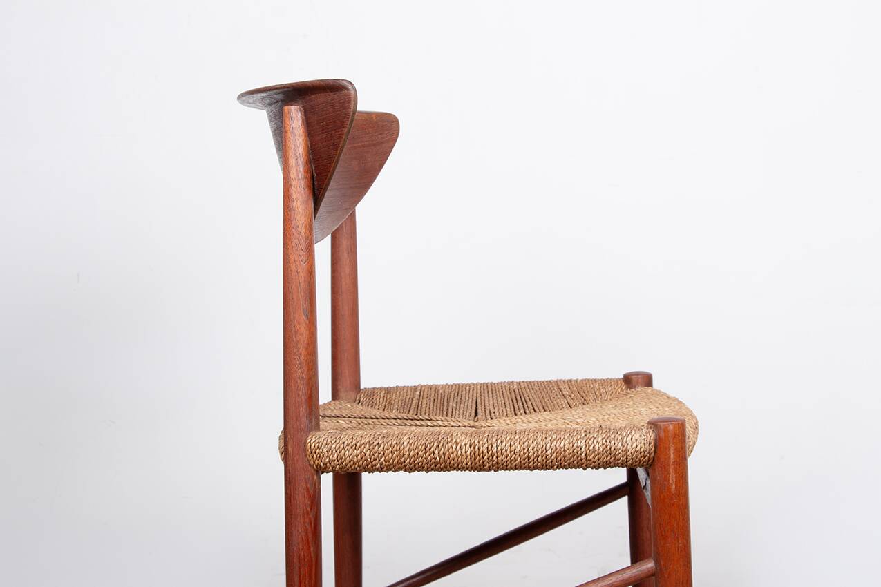 6 Danish chairs in teak and sea rush, model 316 by Peter Hvidt 1960.