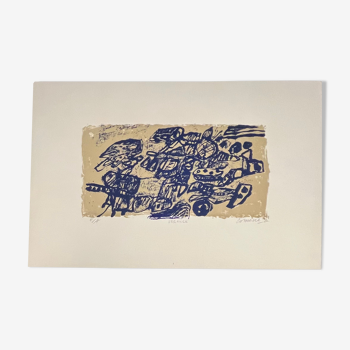 Guillaume Corneille (1922-2010) Lithographie ancienne signée : Errance, 1962
