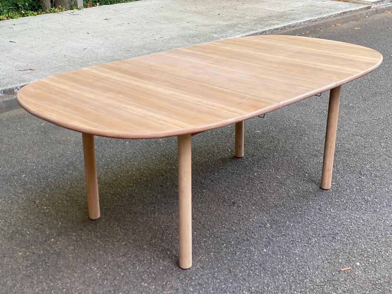 Renovated Scandinavian dining table in raw teak - Made in Denmark
