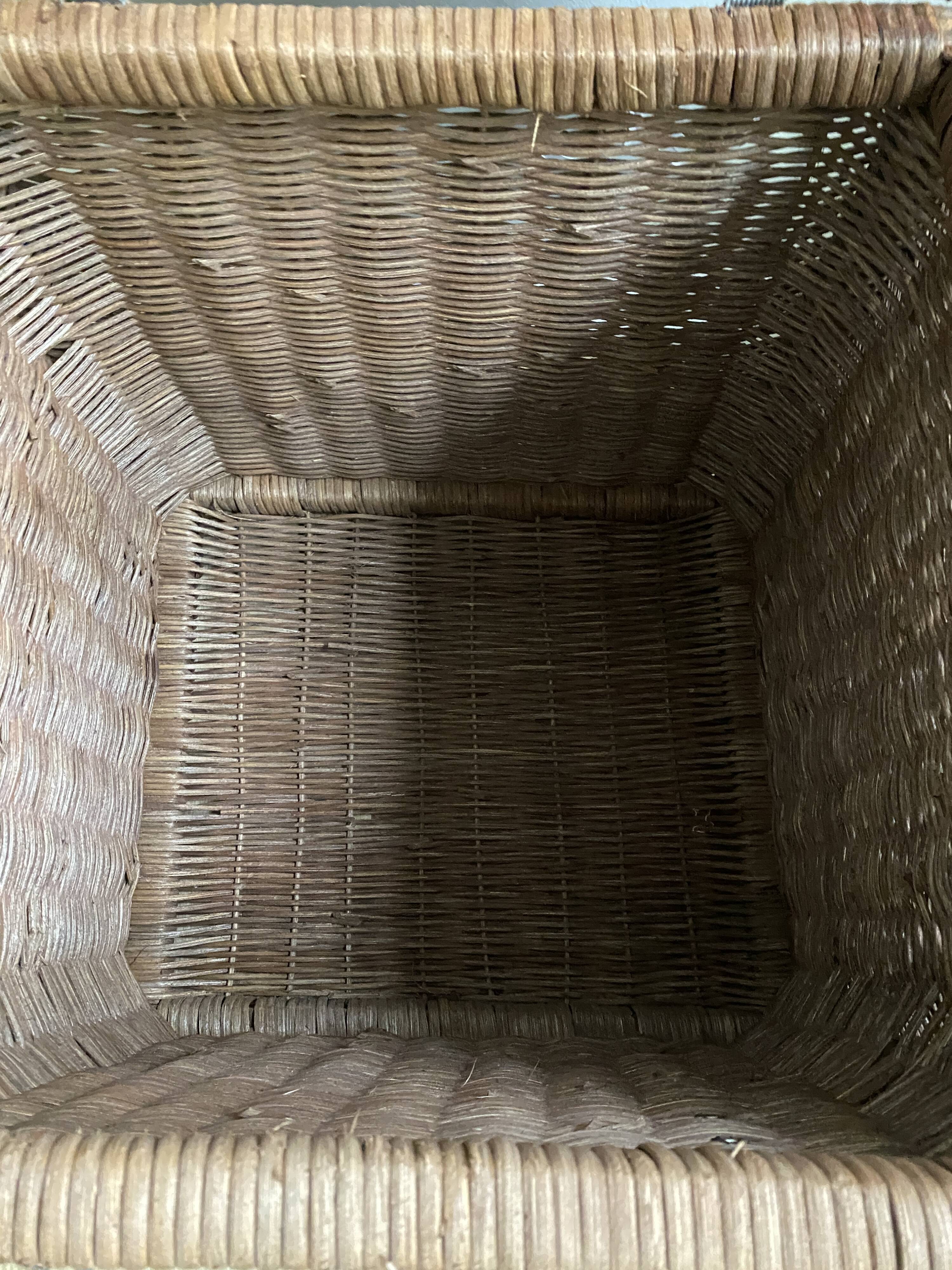 Set of two large trunks, vintage wicker storage chests