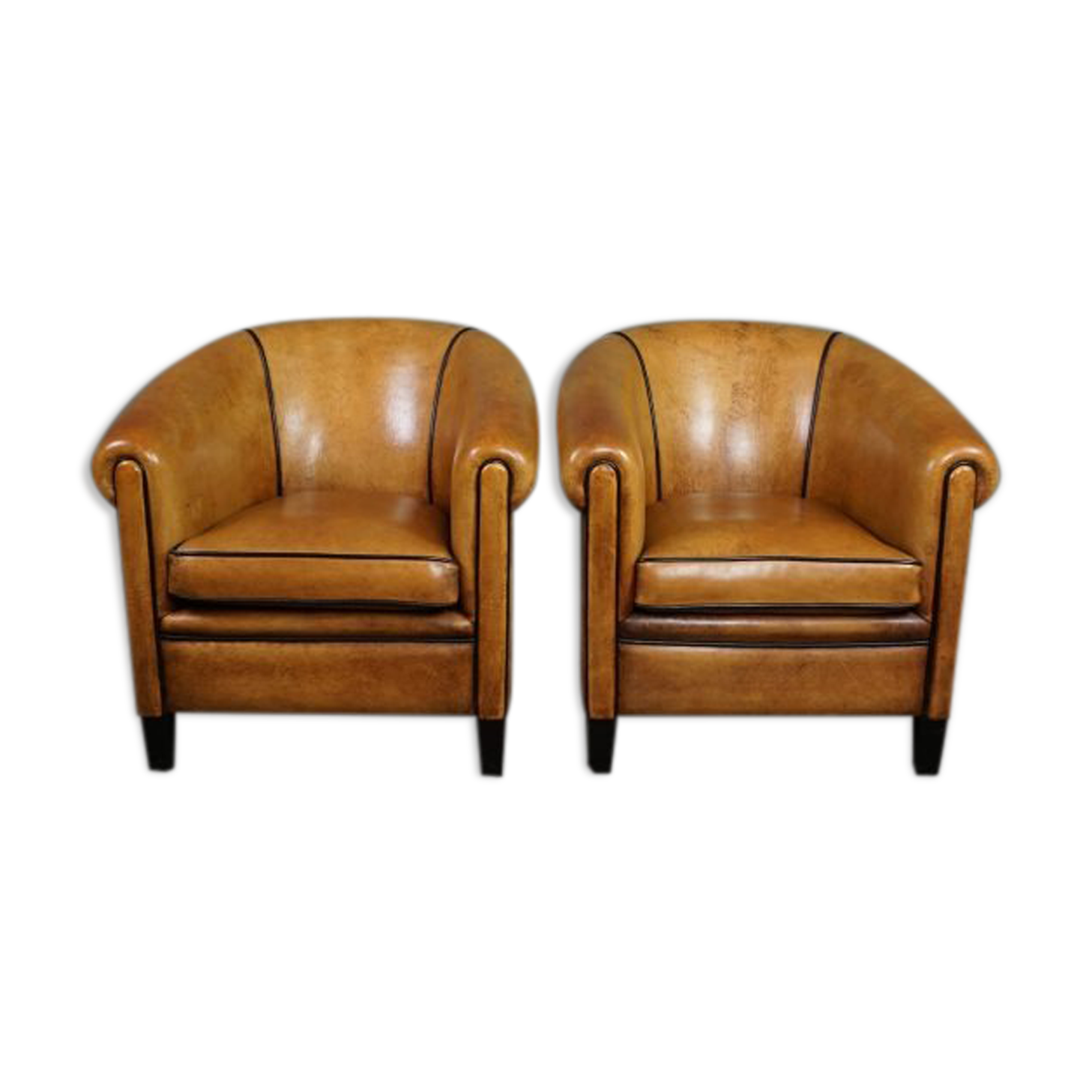 Set of 2 club chairs in sheepskin, York model