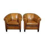 Set of 2 club chairs in sheepskin, York model