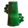 Handmade ceramic abstract vase with asymmetrical handles and fir green flowers