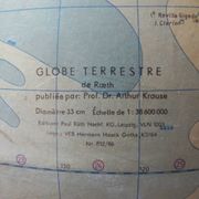 Paper mache globe on wooden base, 1960s