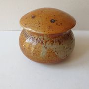 Pyrite stoneware ceramic candy box signed A (Signature to be identified)