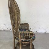 "Emmanuelle" type chair in rattan and wicker 70s