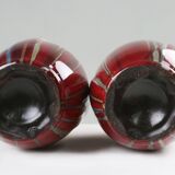 Pair of Sculptural Art Deco Glazed Ceramic Vases, Belgium 1930s