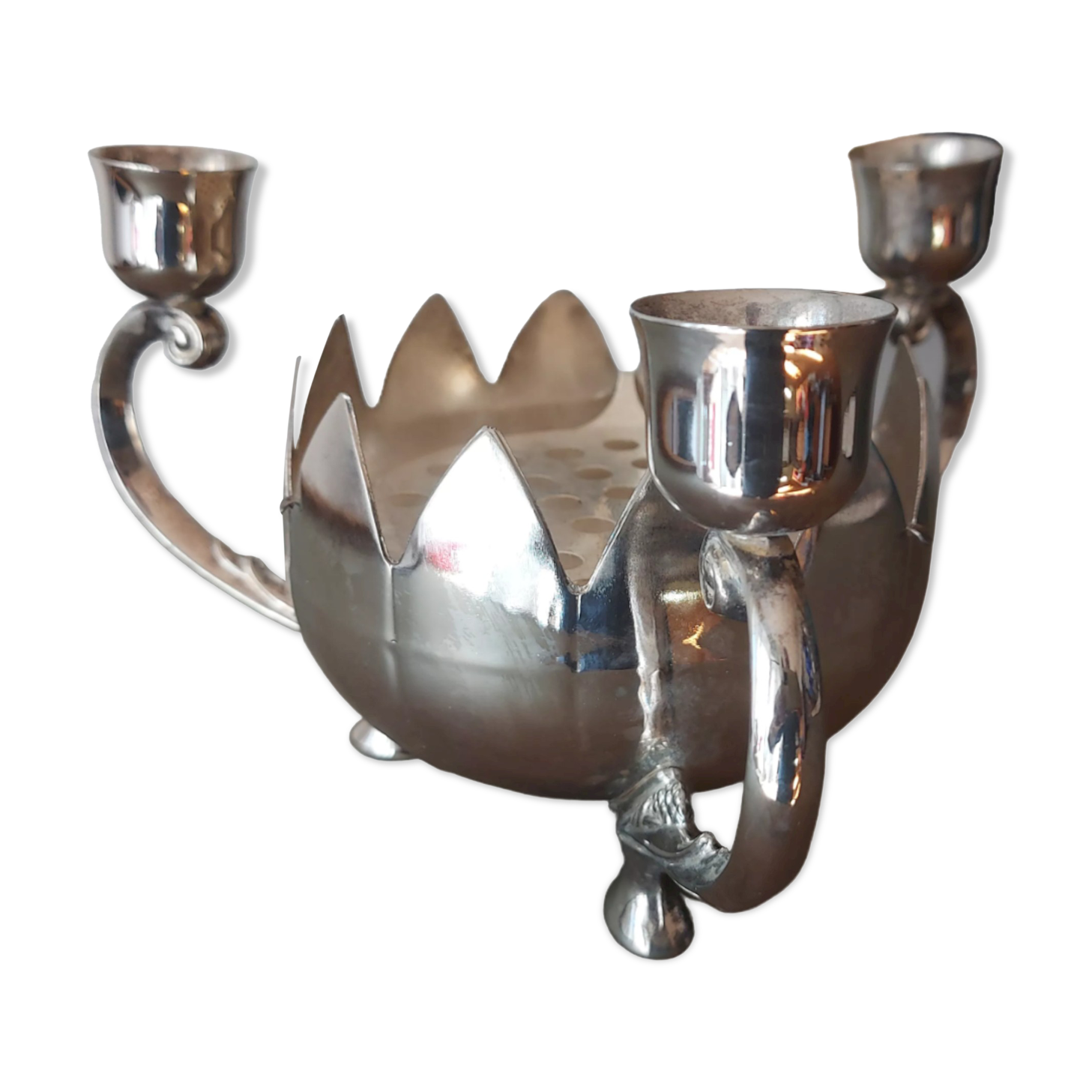 Candle holder, silver metal table cdown