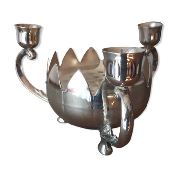 Candle holder, silver metal table cdown