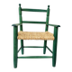 Small vintage children's chair in wood and green straw