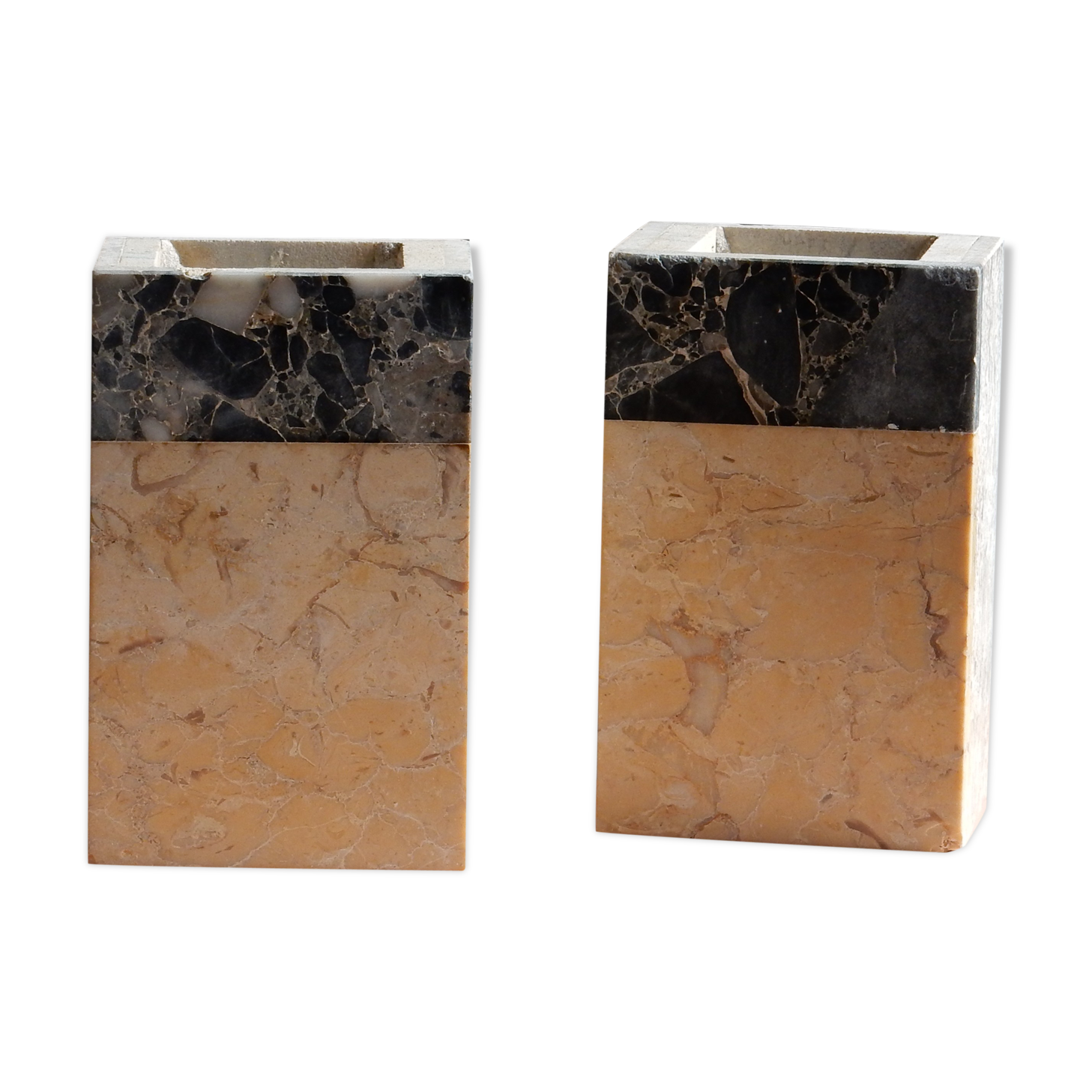 Pair of travertine and granite vases Art Deco
