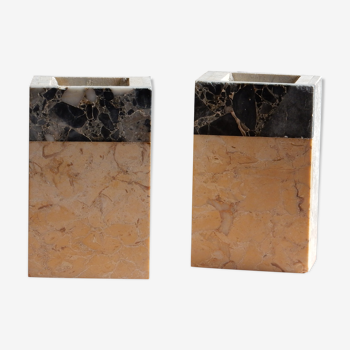 Pair of travertine and granite vases Art Deco