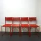 4 chaises rouges Spaghetti de Giandomenico Belotti pour Alias
