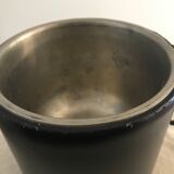Round black leather ice bucket