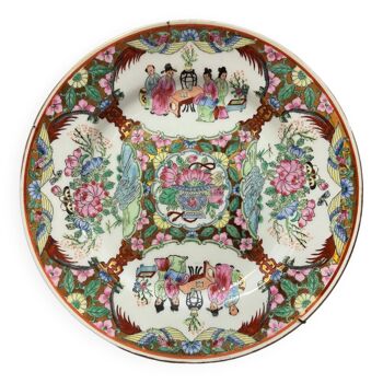 Assiette a médaillon rose or decorative porcelaine collection chine canton 19ème