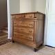 Antique Louis-Philippe commode in solid wood and white marble.