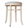 Vintage curved wooden stool in Baumann style, striped fabric seat.