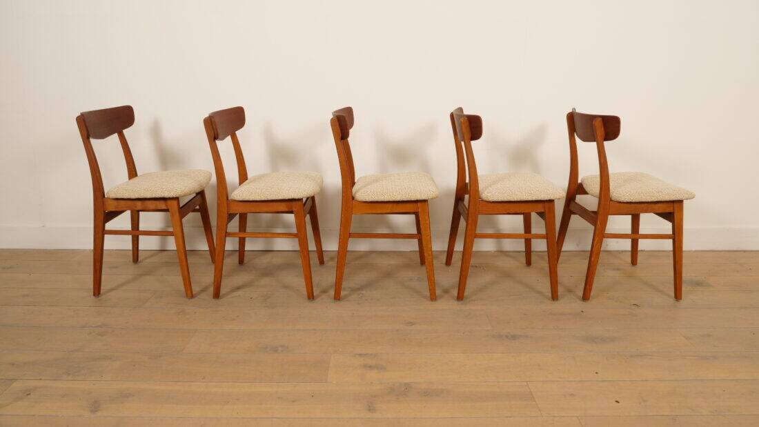 5 x dining chair | Farstrup | Model 210 | Restored | Cream/yellow