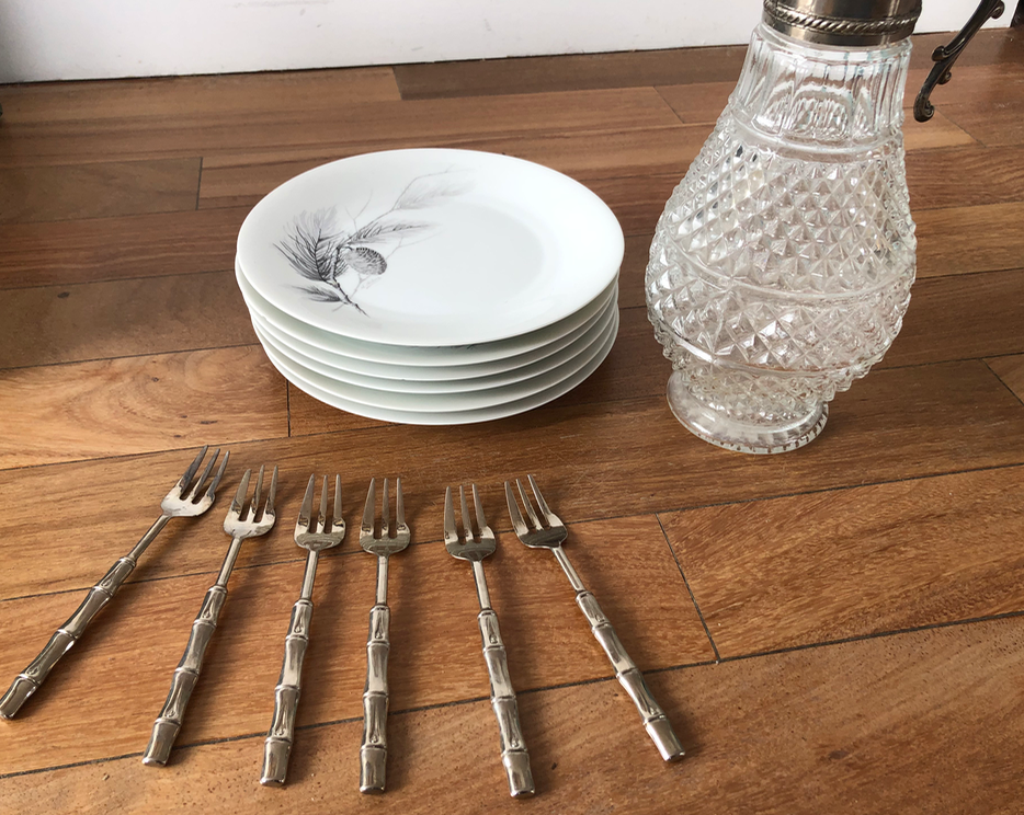 Lot of 6 forks bamboo shape