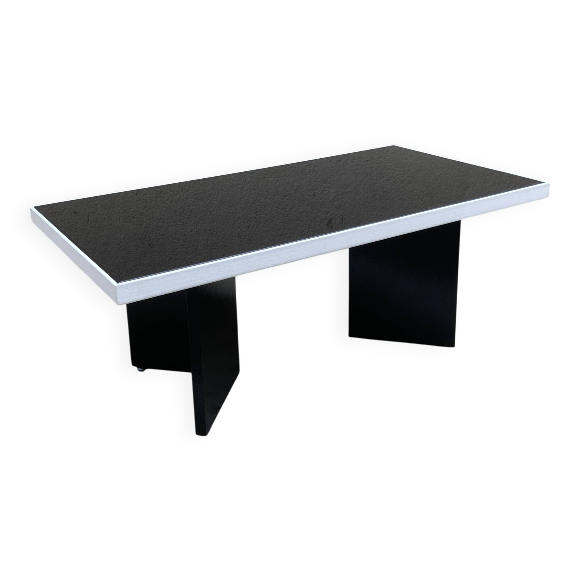 Vintage 1970s coffee table — Black smoked glass top