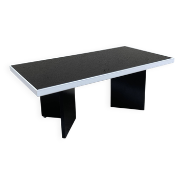 Vintage 1970s coffee table — Black smoked glass top