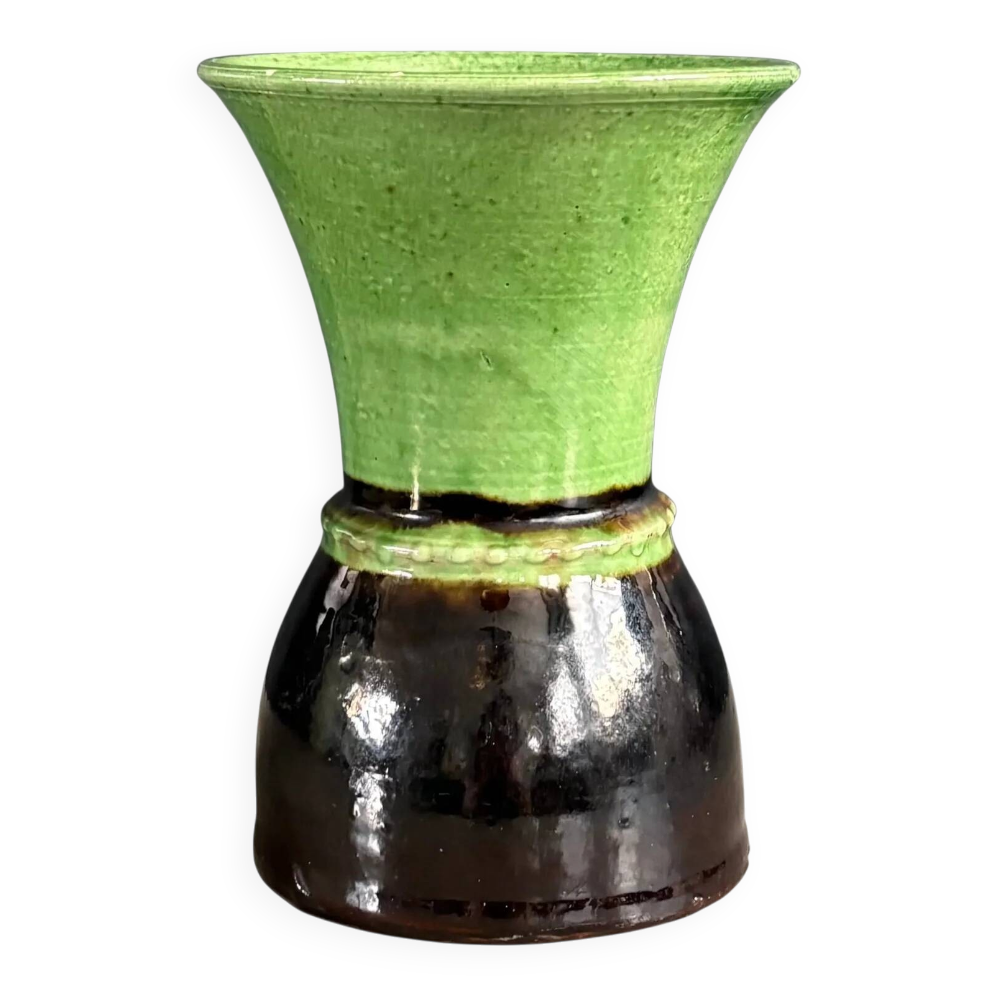 Bicolour vase in glazed terracotta - Savoyard craftsmanship