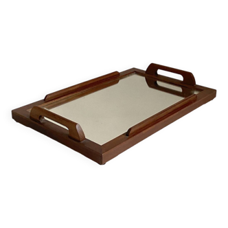 Plateau années 30 bois et miroir
