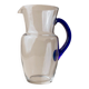 Vintage glass pitcher - clear glass with blue handle - Mid-Century design from Italy in the 1970s - elegant table decoration, retro gift idea.