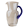 Vintage glass pitcher - clear glass with blue handle - Mid-Century design from Italy in the 1970s - elegant table decoration, retro gift idea.