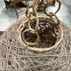 Suspension ball fixture vintage rattan-style twine