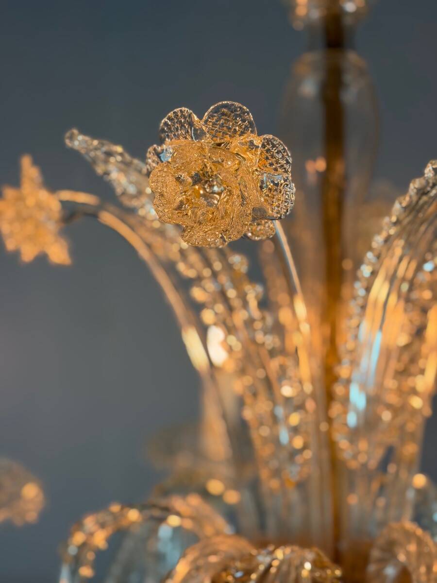 Venetian chandelier in gilded Murano glass, circa 1950