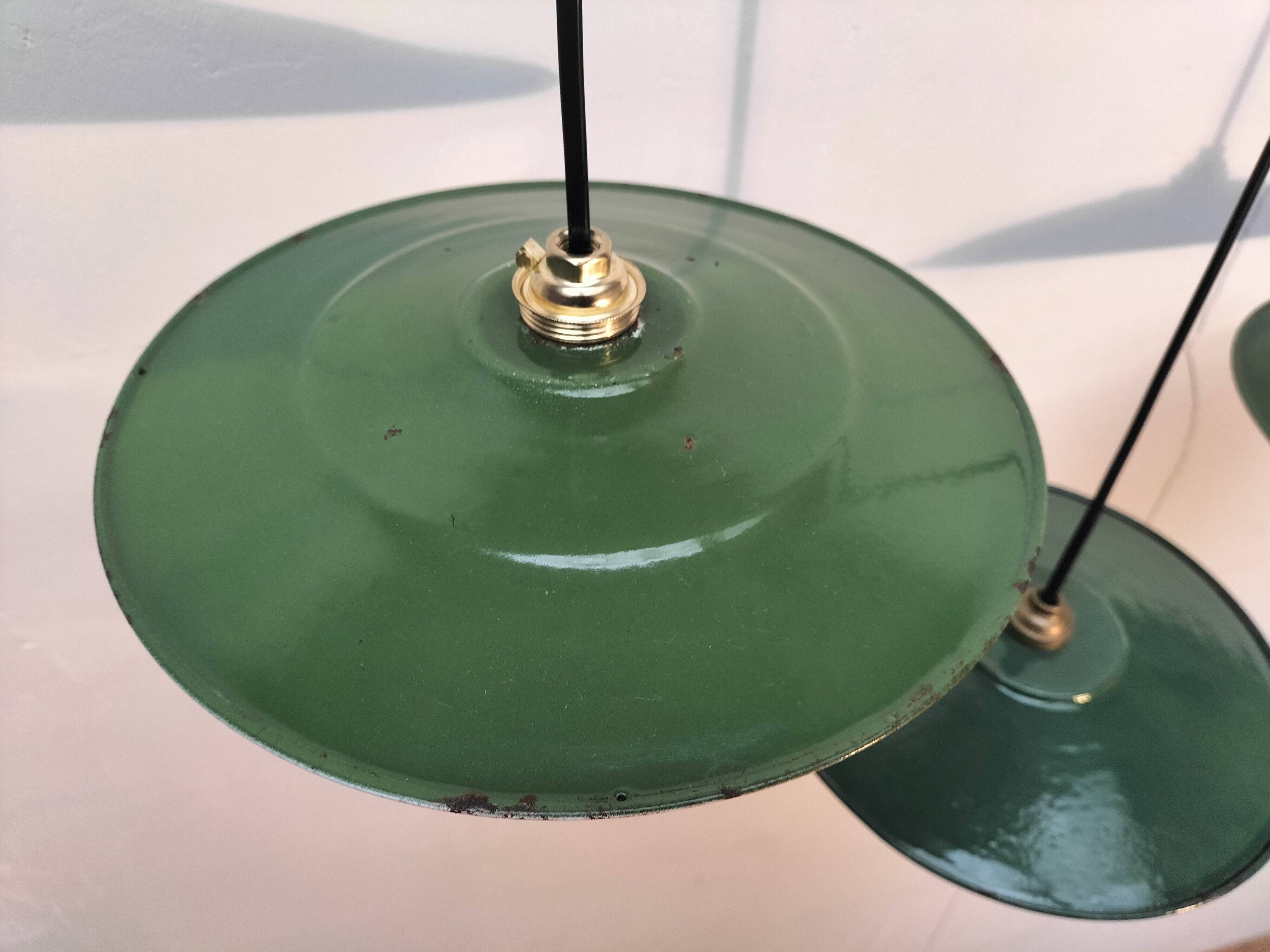 Set of 3 enameled sheet metal pendants