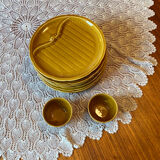 Service of 8 asparagus plates and its 2 sauce boats Gien 1960