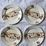 Set de 4 assiettes Badonviller, modèle Kioto