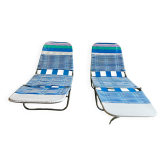 Lot de 2 chaises longues pliantes vintage