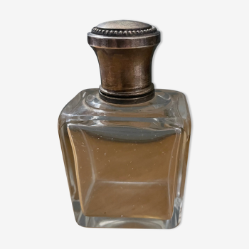 Flacon de parfum ancien bouchon en métal argenté