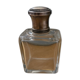 Flacon de parfum ancien bouchon en métal argenté
