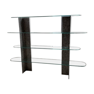 Etagère sculpture pierre et verre Roche Bobois années 70