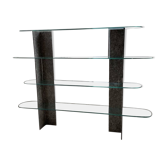 Etagère sculpture pierre et verre Roche Bobois années 70