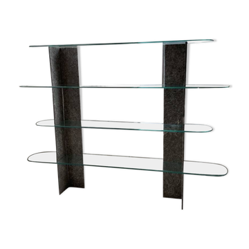 Etagère sculpture pierre et verre Roche Bobois années 70