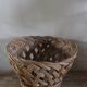 Vintage high round wicker basket with openwork.