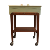 Worker green wood feet wheels