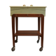 Travailleuse en bois verte pieds roulettes