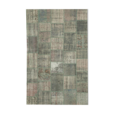 Hand-knotted anatolian contemporary 196 cm x 301 cm grey patchwork carpet