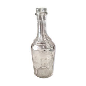 Bouteille en verre grave cognac des années 1930